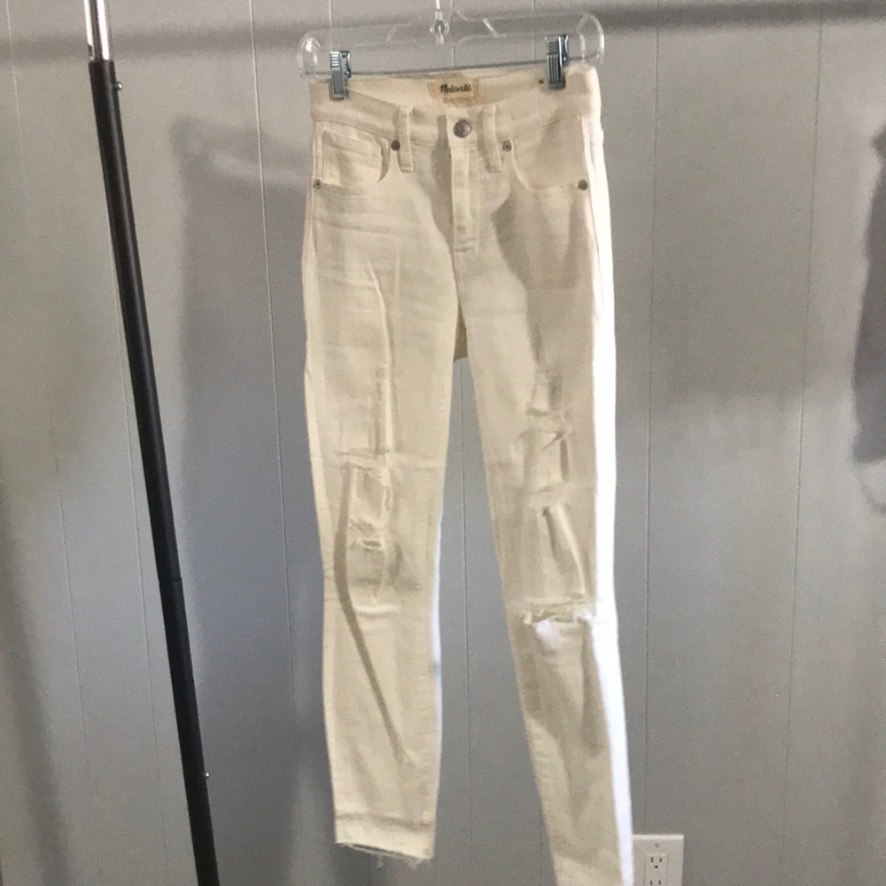 MADEWELL Distressed 9” high rise skinny crop